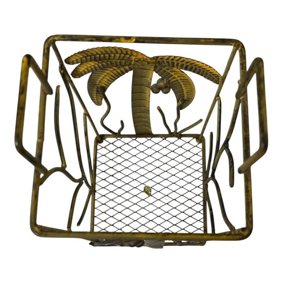 Vintage Metal Palm Tree Holder – Tropical Coastal Decor Wire Basket - Picture 4 of 5